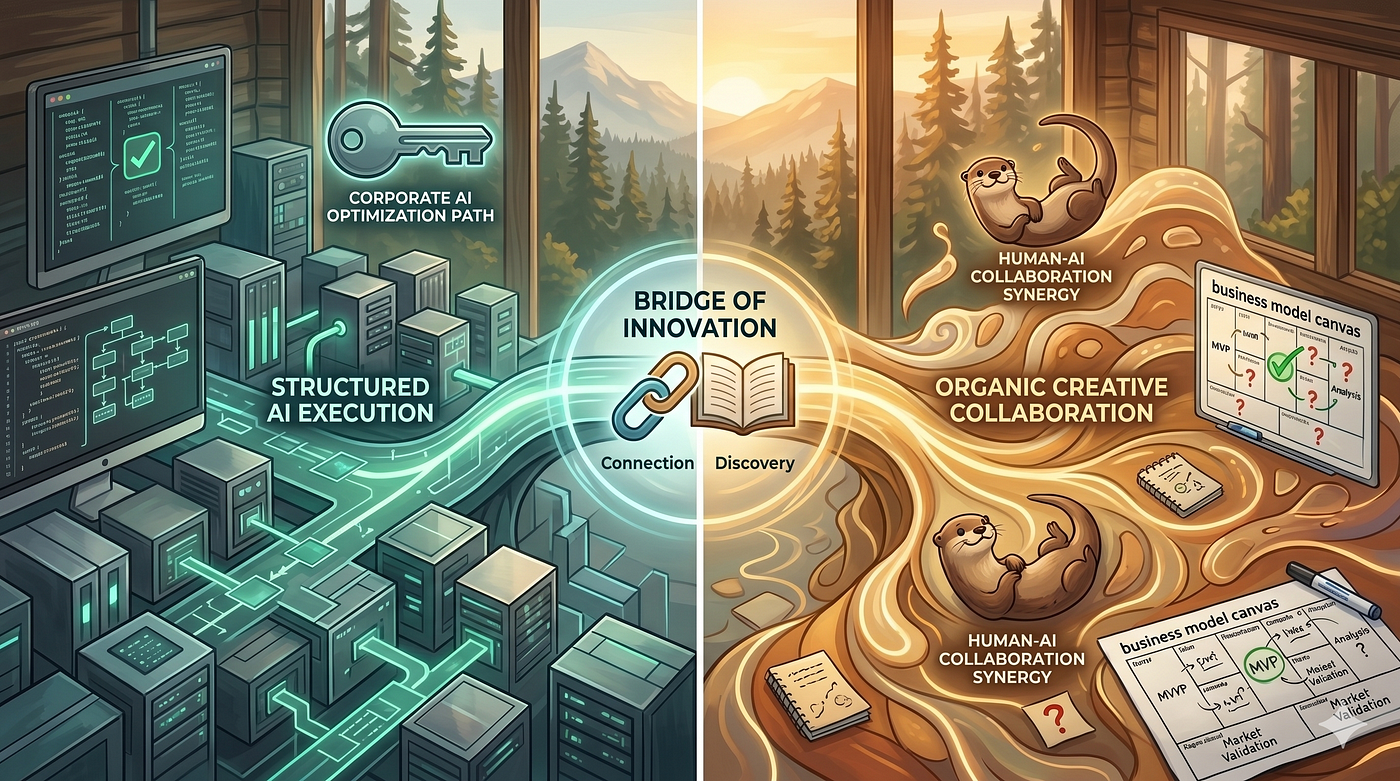 The Collaboration Gap — illustration accompanying John Michael's Medium article on human–AI partnership.